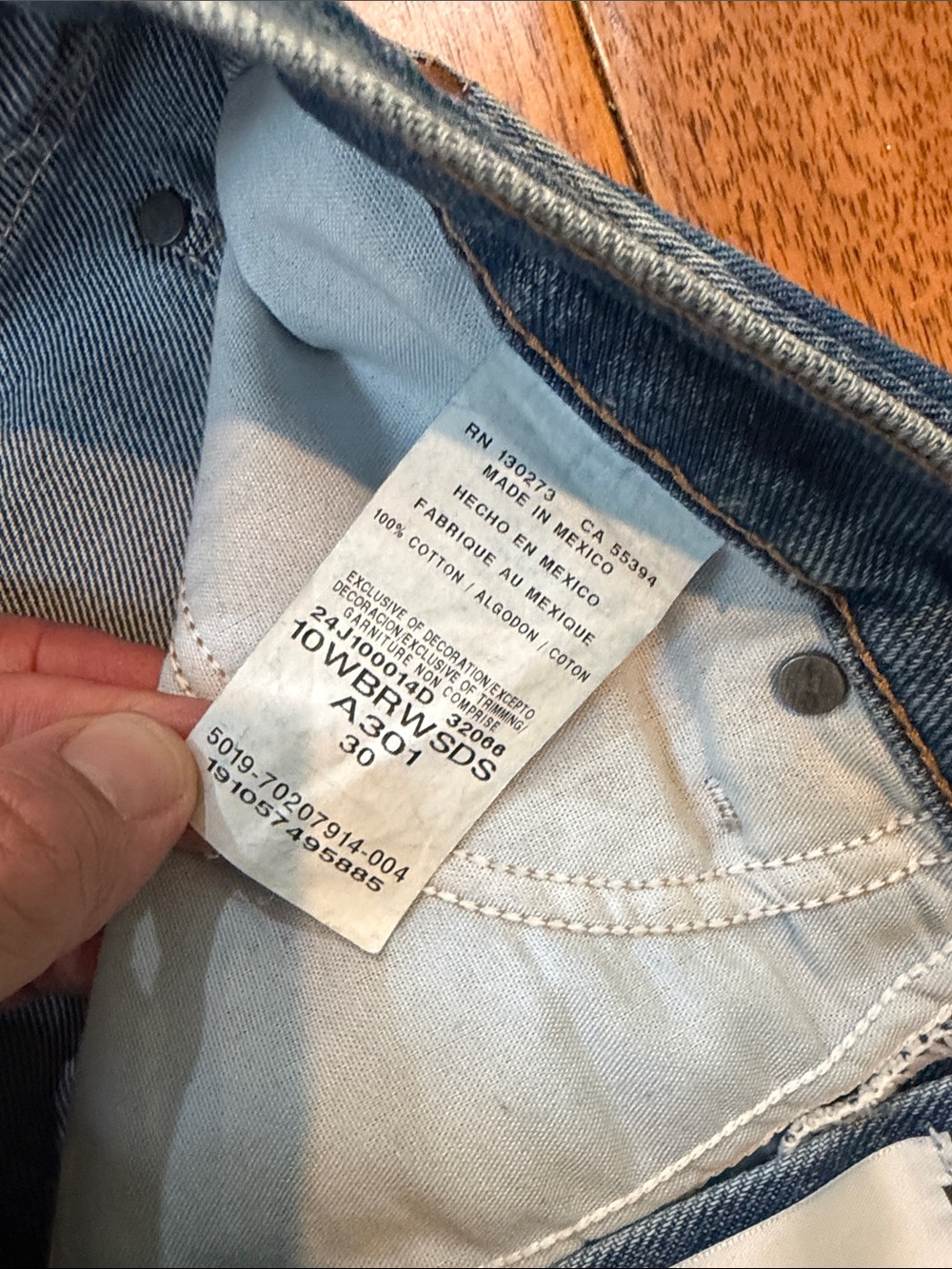 Wrangler Medium Blue Denim Jean Cutoff Shorts - Picture 3 of 5